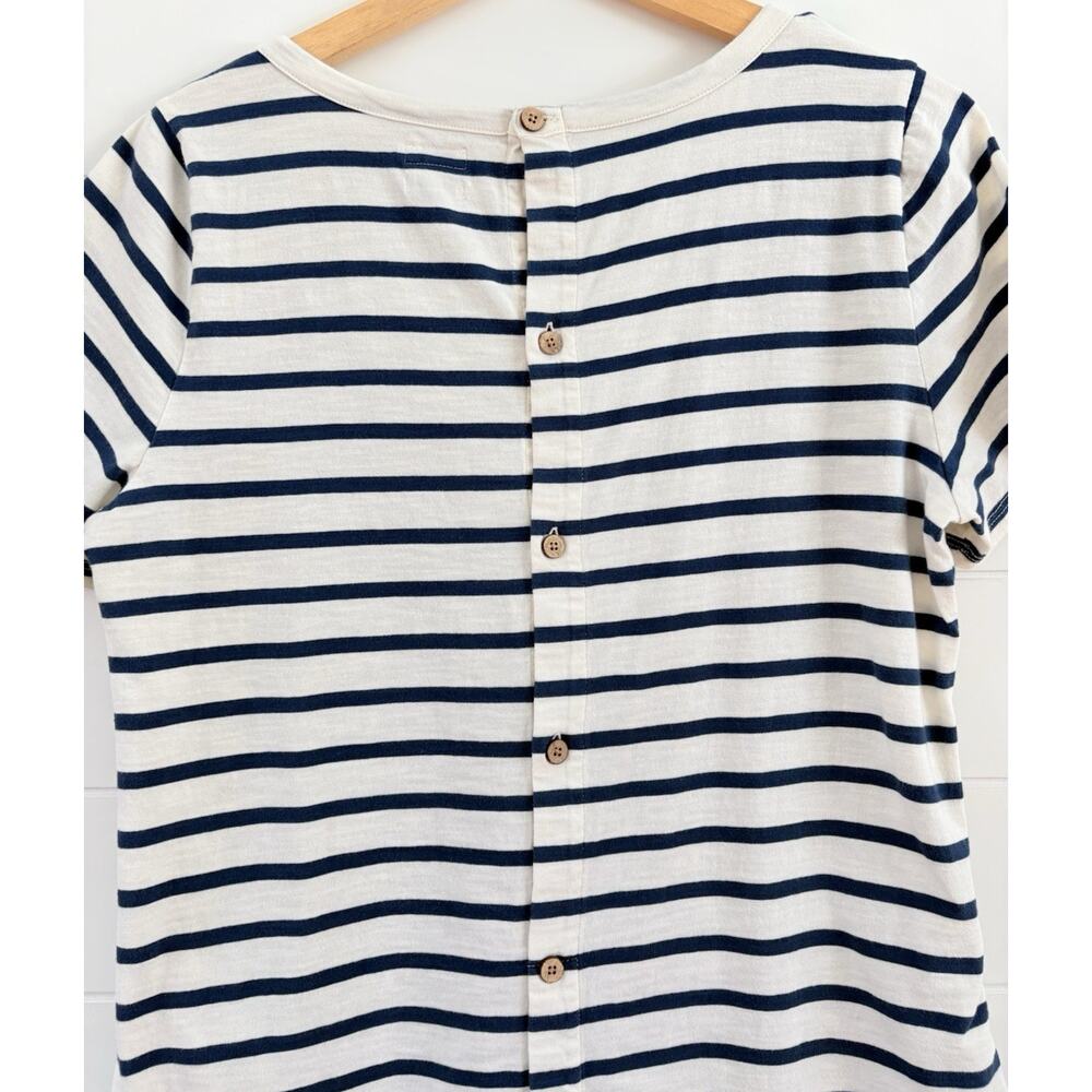 Faherty Merritt T-Shirt Dress Amagansett Stripe Organic Cotton Button Back L - Picture 10 of 16